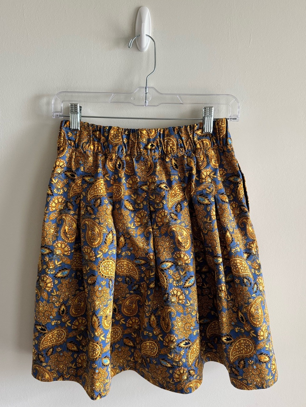 Boden Harvest Gold Paisley Pleated Cotton Skirt - Picture 4 of 9